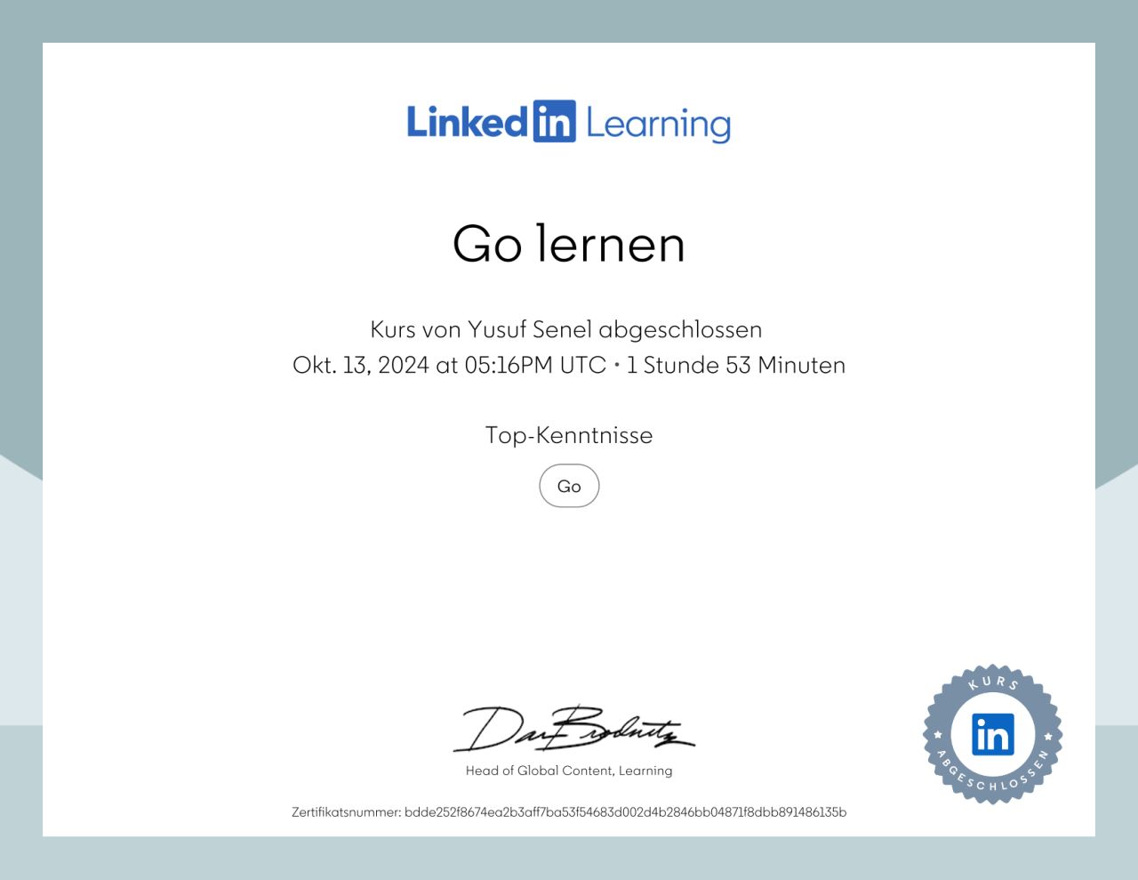 Go (Golang) Learning Certificate
